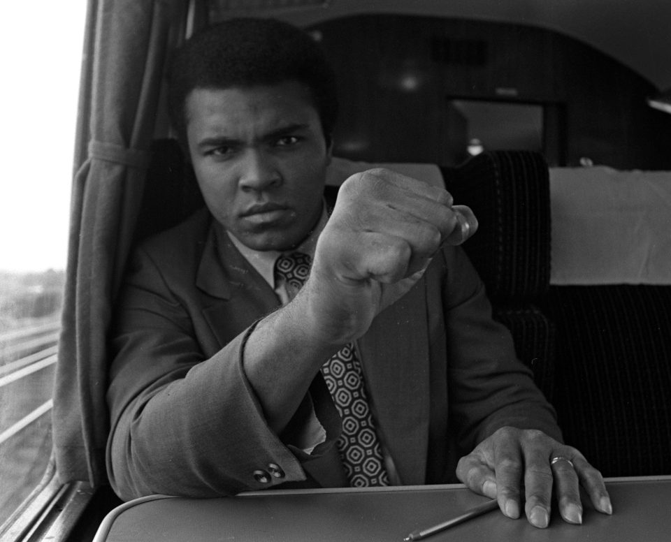  Muhammad Ali pictured on a tour of Britain in 1971