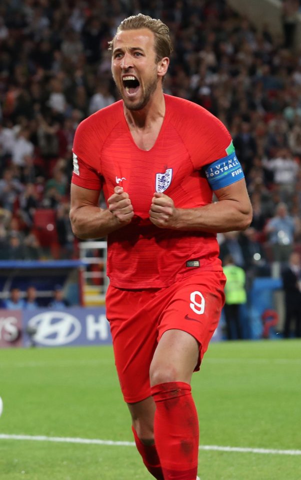  Harry Kane celebrates a goal against Belgium during last year's World Cup