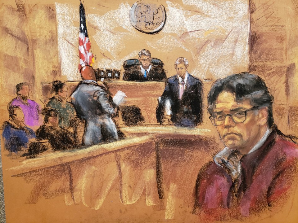  An artist's sketch of Raniere appearing at court in June this year