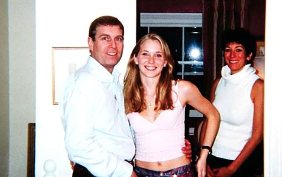  Prince Andrew was pictured with Virginia Roberts, with Ghislaine in the background