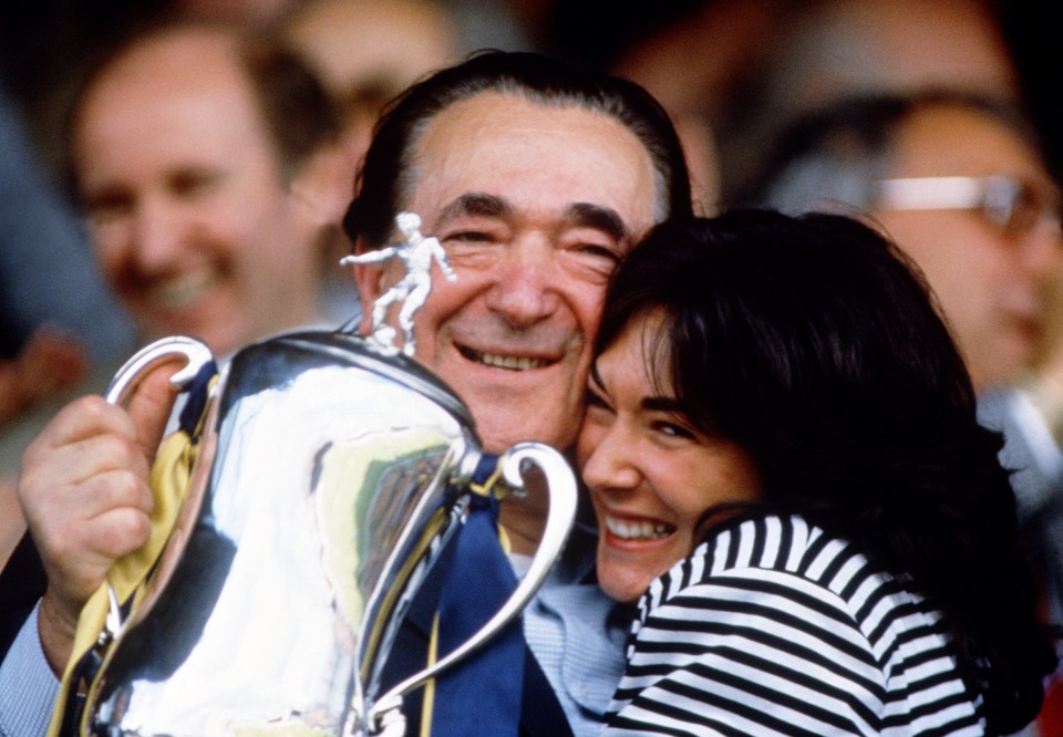 Ghislaine was said to be her father’s favourite child – pictured together here in 1992