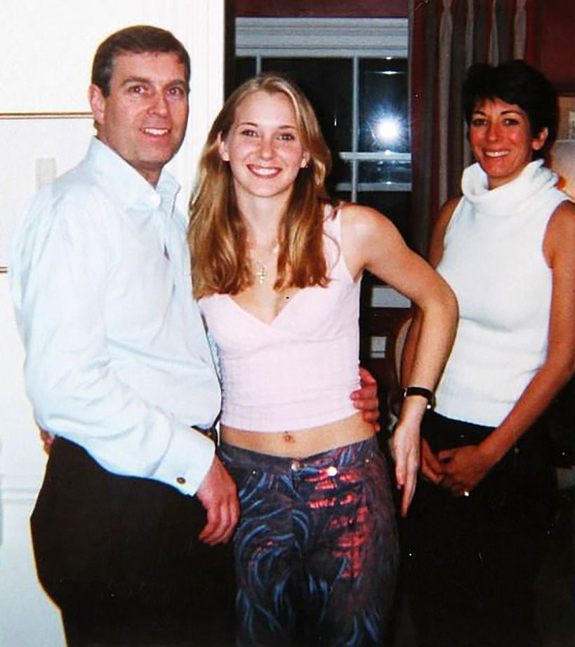  Epstein's alleged sex slave Virginia Roberts, centre aged 17, with Prince Andrew, left, who denies claims he slept with the teen