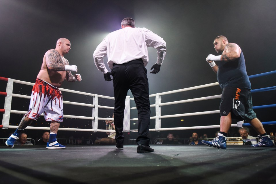  The Viking faces off against Ben Waddington at the start of their bout