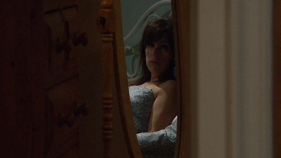  Cain enjoys seeing how devastated Moira is when she walks in on his one-night stand with Kerry in Emmerdale