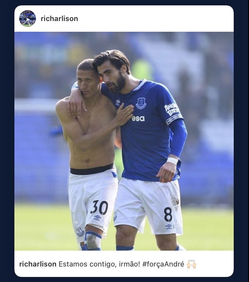  Richarlison's message was shared by Gomes' account