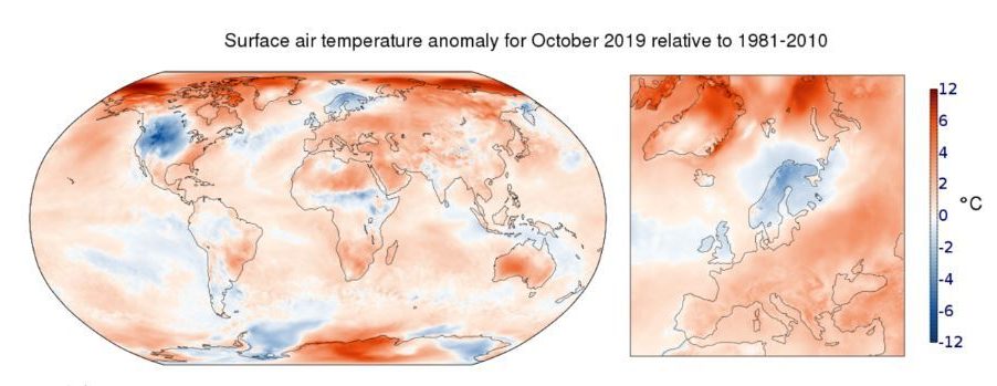  October was the warmest such month on record according to new data