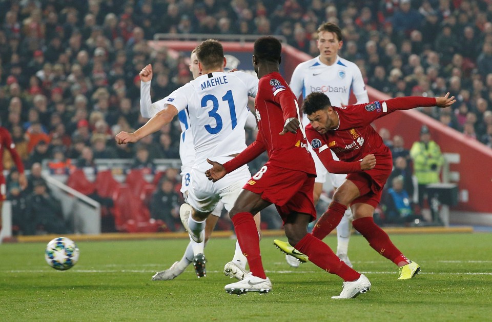  Liverpool creator Alex Oxlade-Chamberlain turns maker to restore their lead over Genk with a 53rd minute clincher