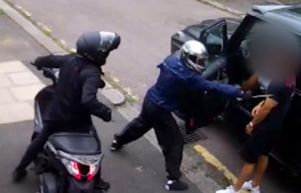  Both muggers threatened the footballer players with weapons