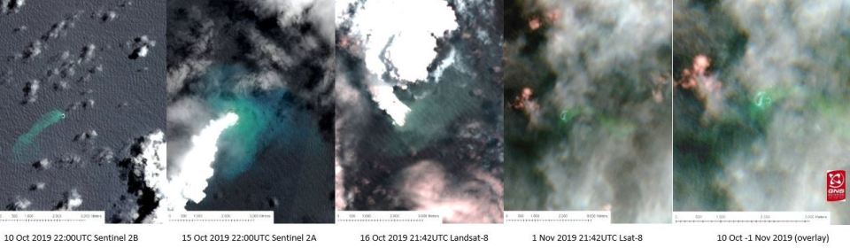  The different stages of the eruption can be seen here