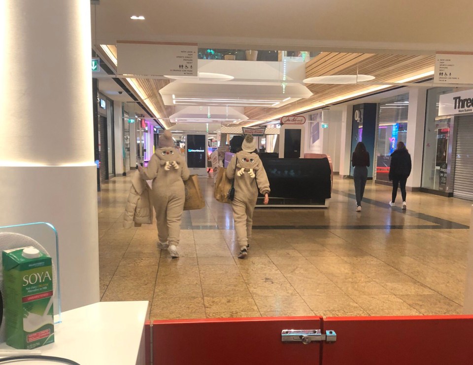  Shoppers walk around in the pjs they bought at Meadowhall