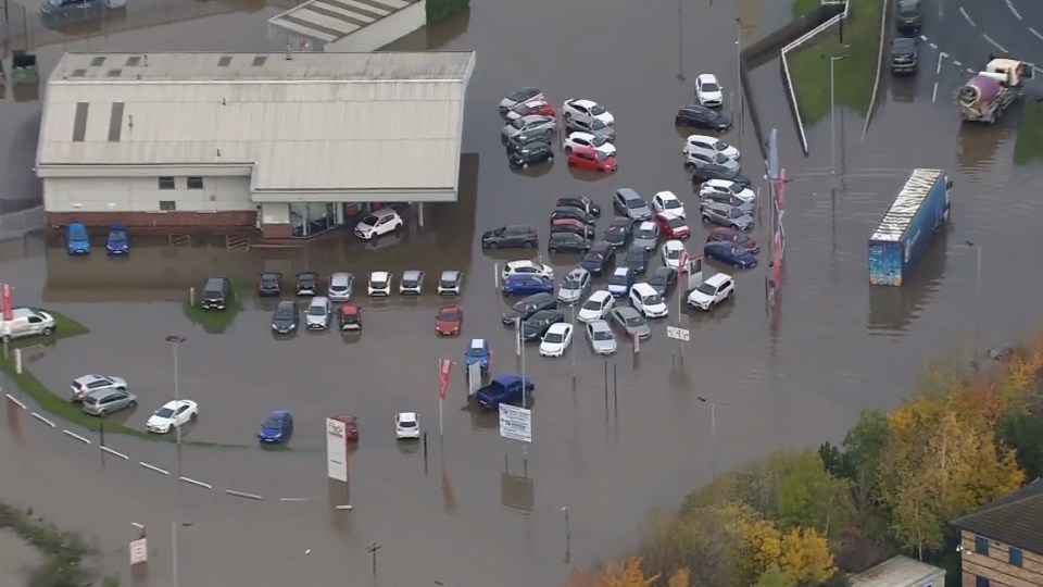  UK flooding: An entire car park was flooded in Sheffield leaving motorists stranded for hours