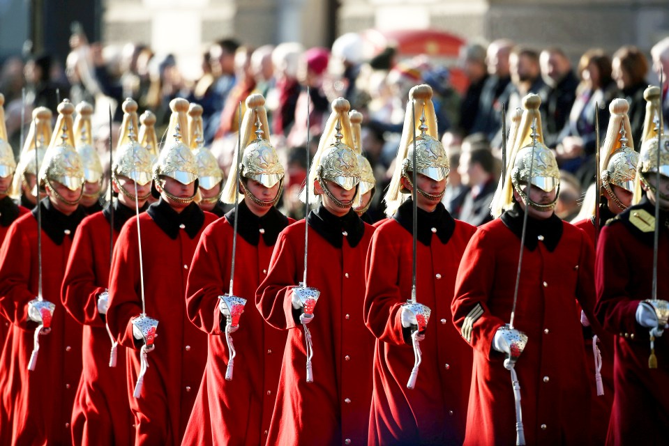  Members of the forces march in London on Remembrance Sunday