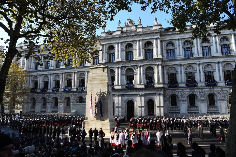  Crowds gather at the Cenotaph in London for the Remembrance Day service