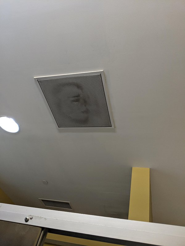  You’d hit the ceiling having this spooky face peering down at you