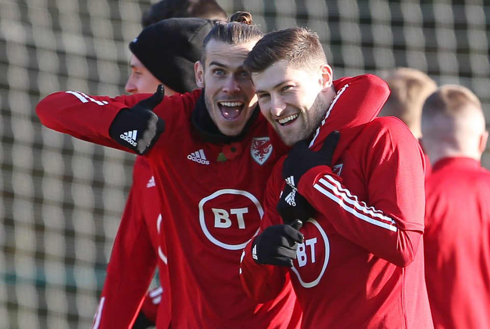  Gareth Bale was all smiles as he trained with the Wales squad