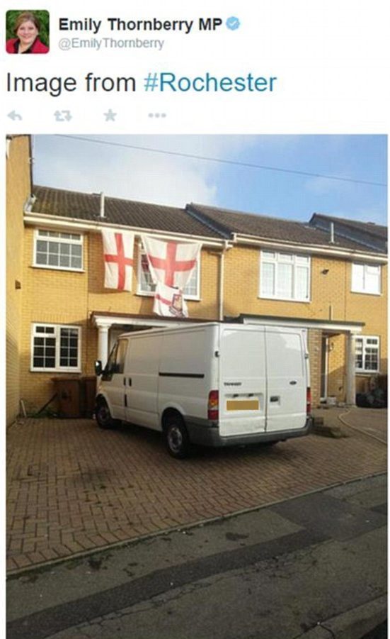 In 2014, Emily Thornberry tweeted a picture of his terraced home complete with three England flags