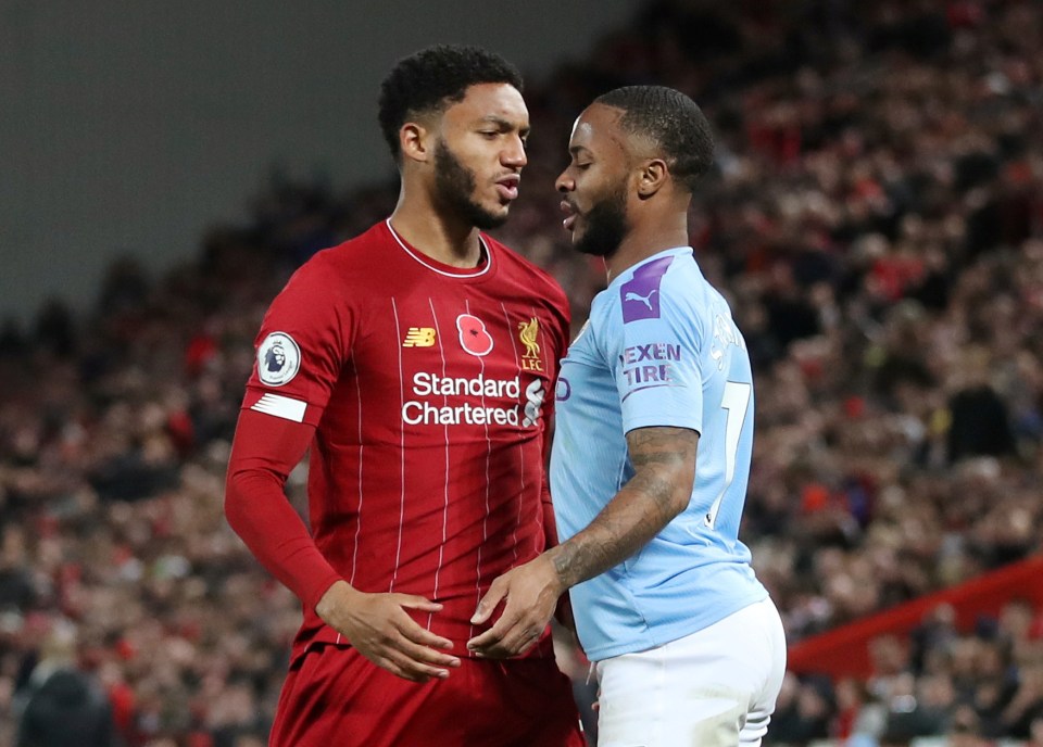  Gomez,left, and Sterling clashed during Sunday's Liverpool win