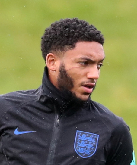  Liverpool ace Joe Gomez can be seen with a scratch by his right eye