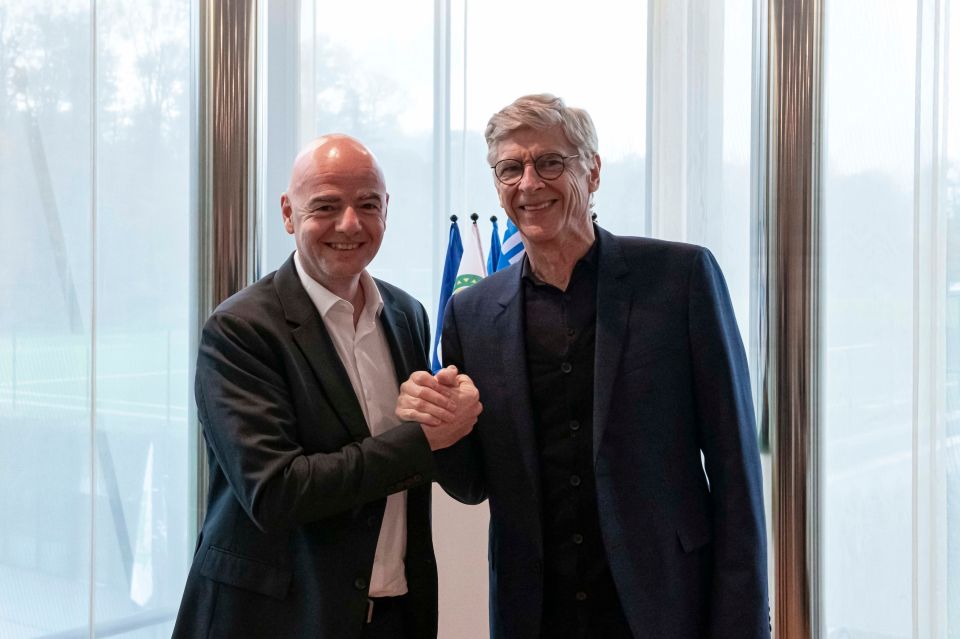  Arsene Wenger is back in football after taking up a new role with Fifa, here he is with Fifa president Gianni Infantino