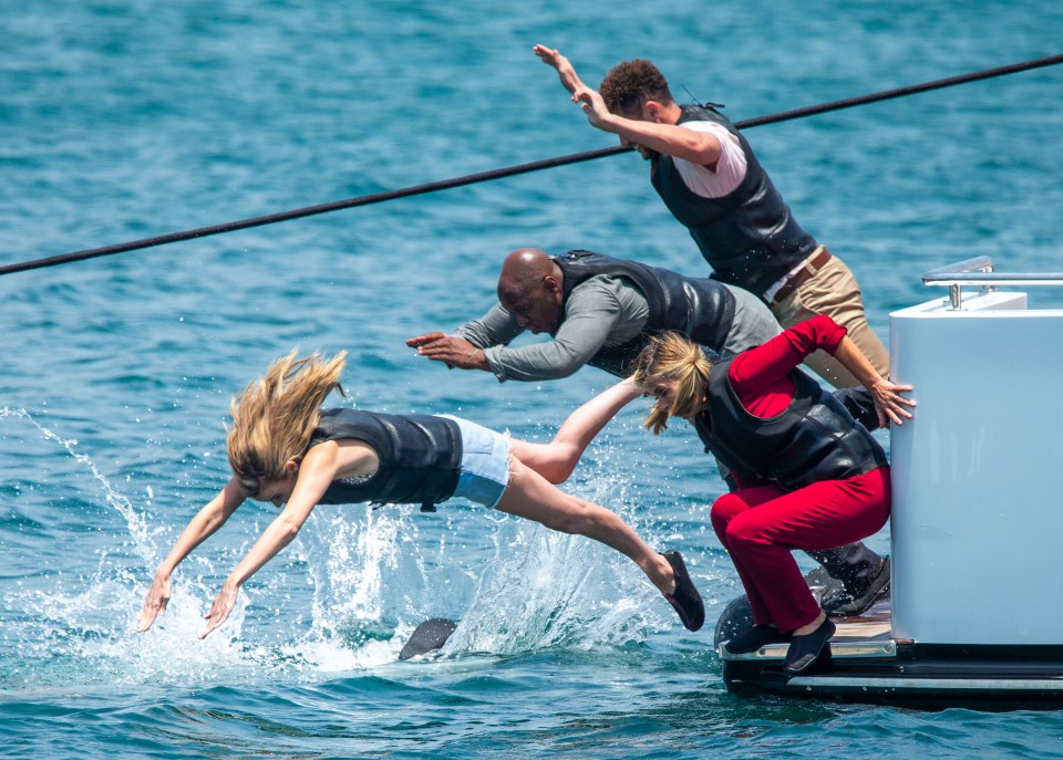 Nadine Coyle dives in followed by Ian Wright, Kate Garraway and Myles Stephenson