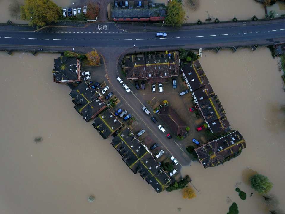  The market town of Tewkesbury in Gloucestershire, where the rivers Avon and Severn burst their banks