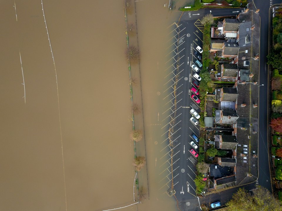  Aerial view of flooding in and around the city of Worcester where the river Severn burst its banks following days of heavy rain