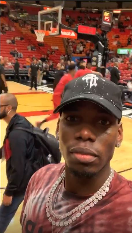  Pogba shared a video from courtside before the Miami Heat match