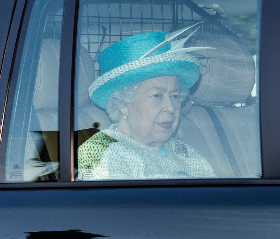  She was pictured in an eye-catching bright blue hat as she attended church