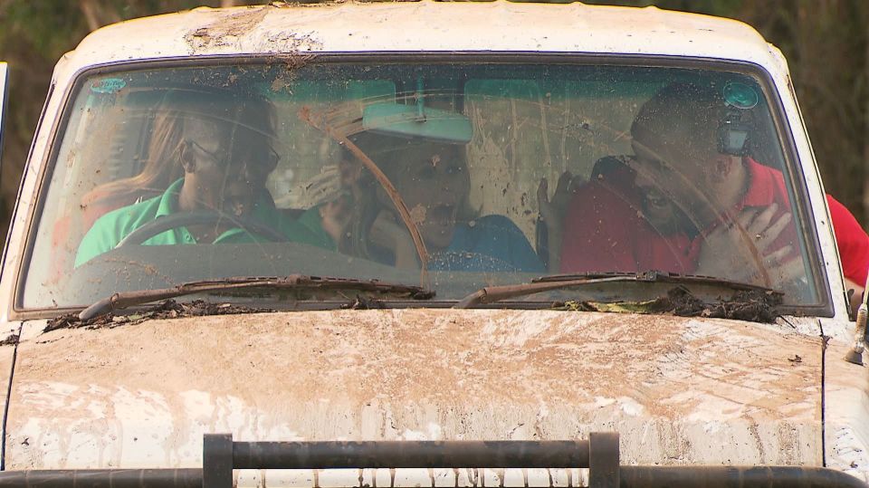  The campers scrambled out of this car as soon as they realised there were giant spiders also inside