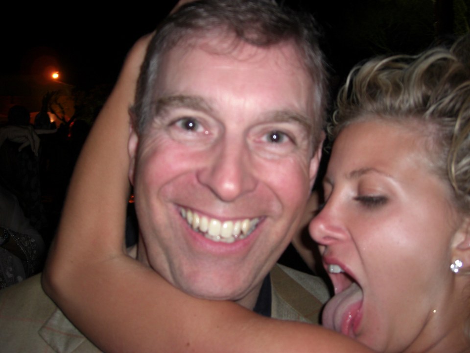  The prince beams as he parties with American socialite Chris Von Aspen, pictured here hanging off of him in July 2008