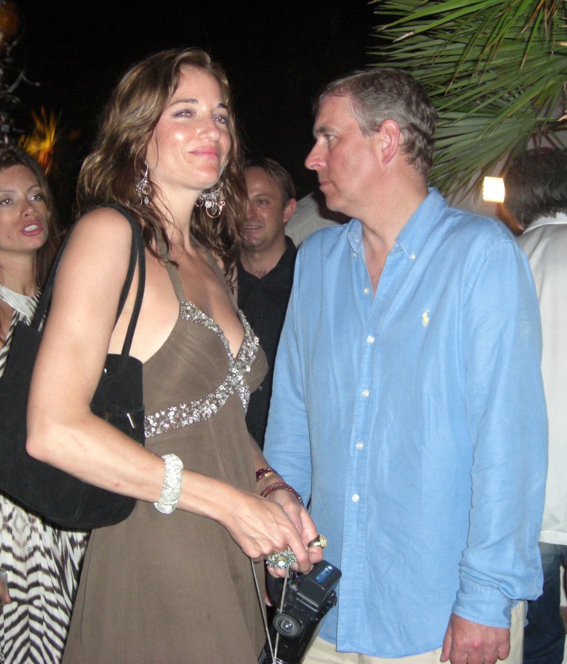  Prince Andrew is seen with Canadian socialite Pascale Bourbeau at a party in Saint-Tropez in July 2007