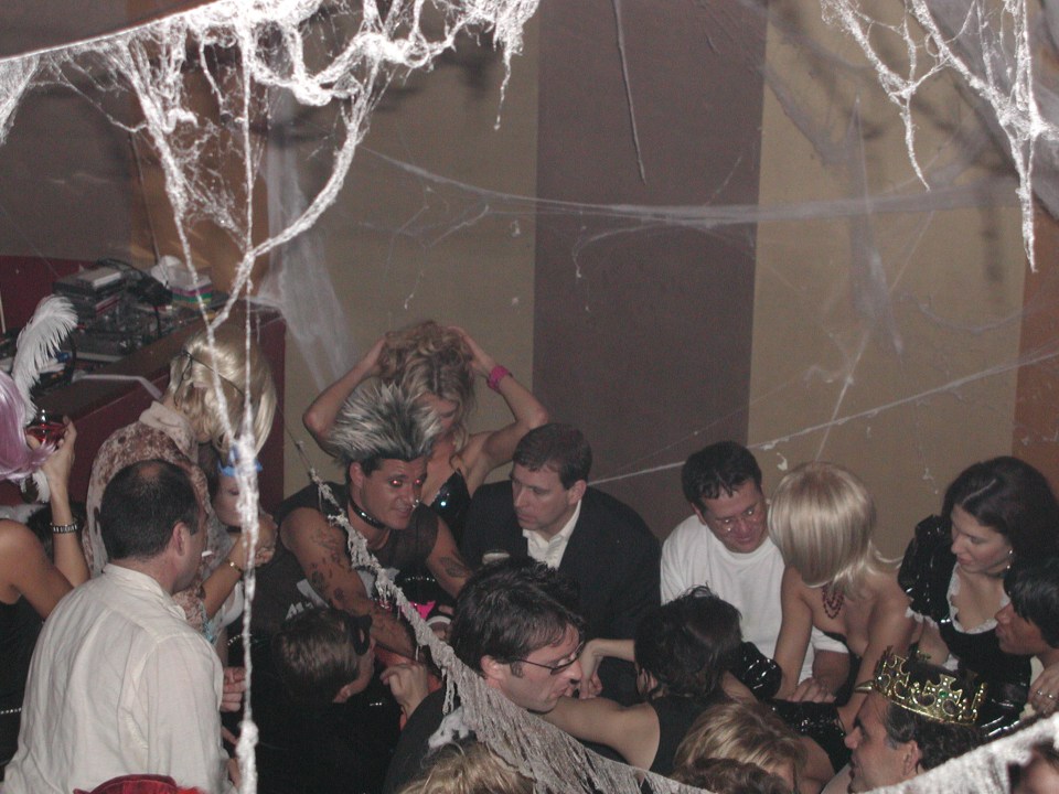  Prince Andrew drew is seen standing amongst a group of revellers at a Hookers and Pimps-themed Halloween party in New York in October 2000