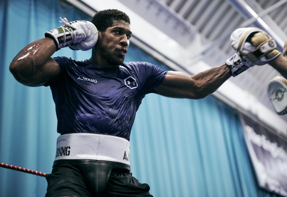  Joshua throws a left of his own in training