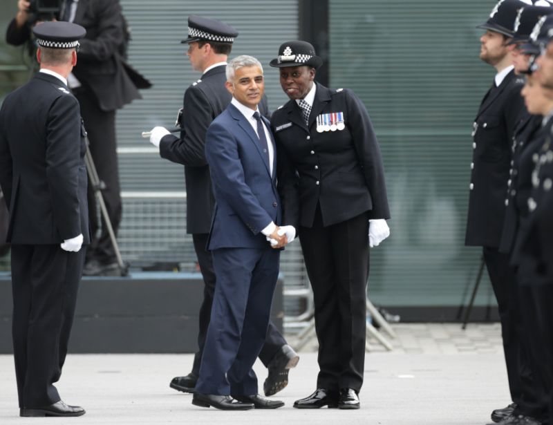  Williams, a highly-decorated officer, is pictured with London Mayor Sadiq Khan in 2016