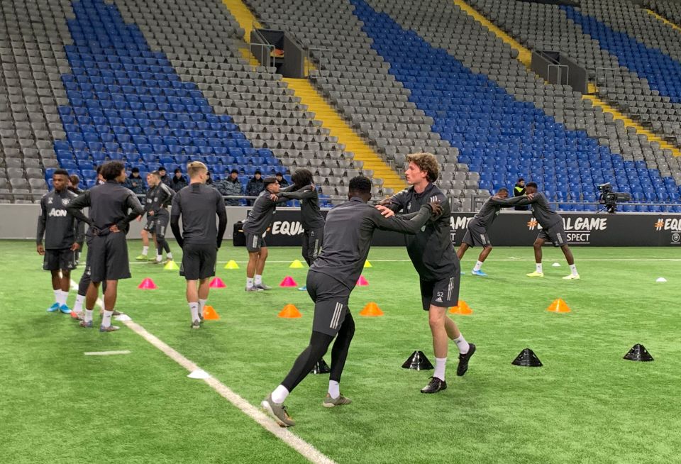  Manchester United's youngsters have been training in Kazakhstan ahead of the Europa League clash