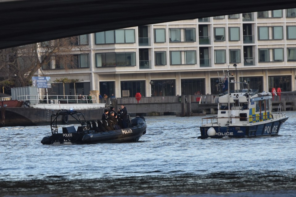  Fast-response cops were also seen the Thames near the London Bridge attack