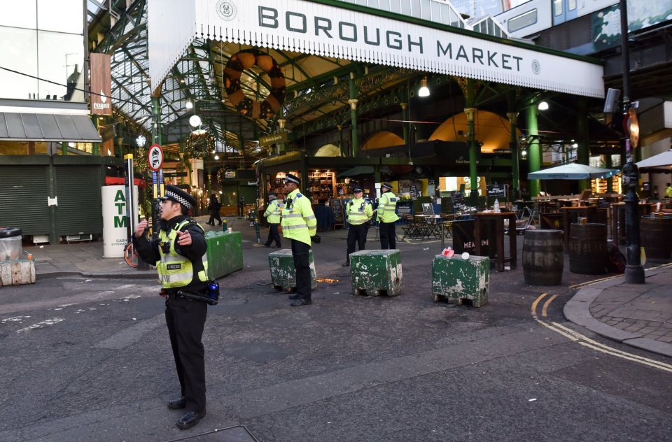  Borough Market — the scene of the 2017 London Bridge attack — was cordoned off by cops