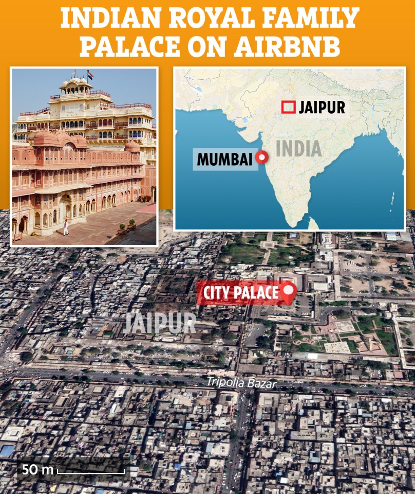  The palace is located in the city of Jaipur