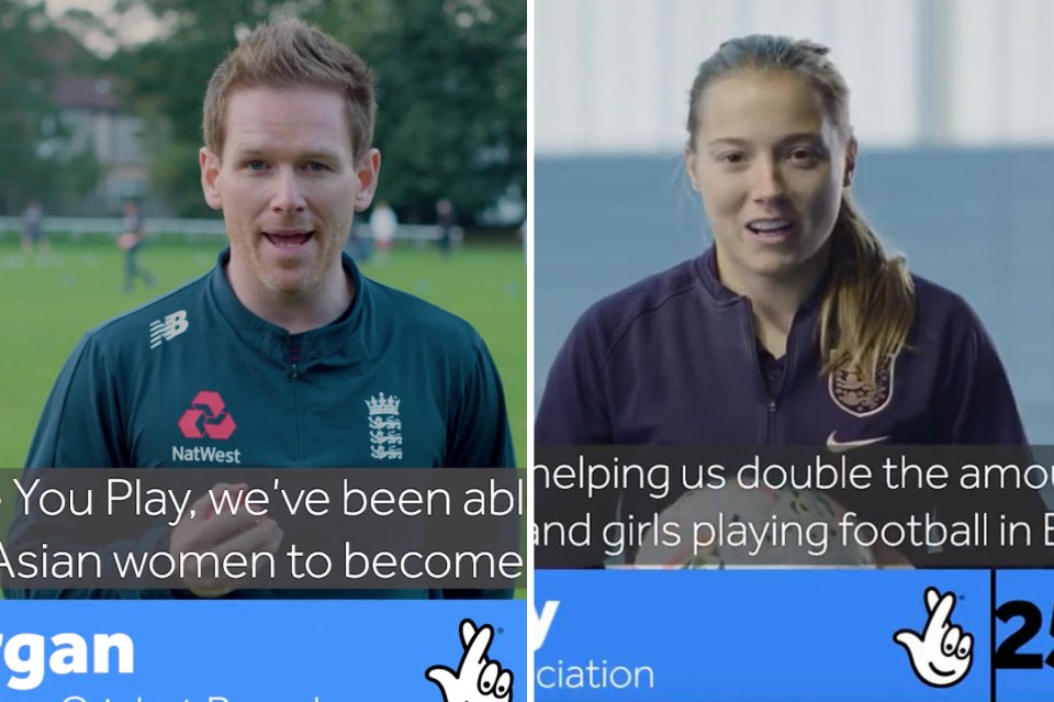  Morgan and Kirby both star in a video from sports stars thanking the National Lottery