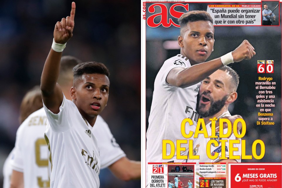  The Spanish press have gone mad for Rodrygo, with AS calling him a gift 'from the sky'