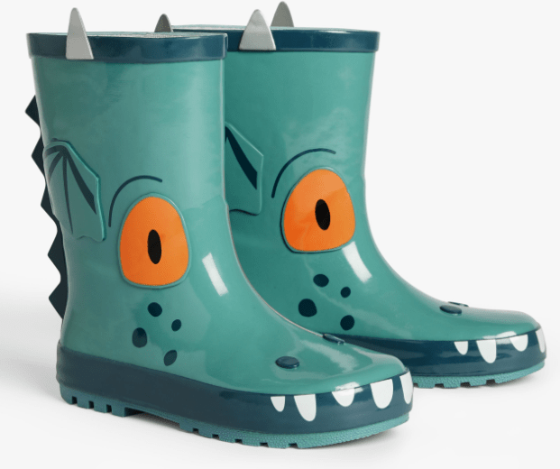  Edgar's face is plastered on these green wellington boots