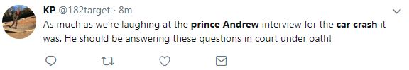 This viewers said Prince Andrew should have been answering this questions under oath