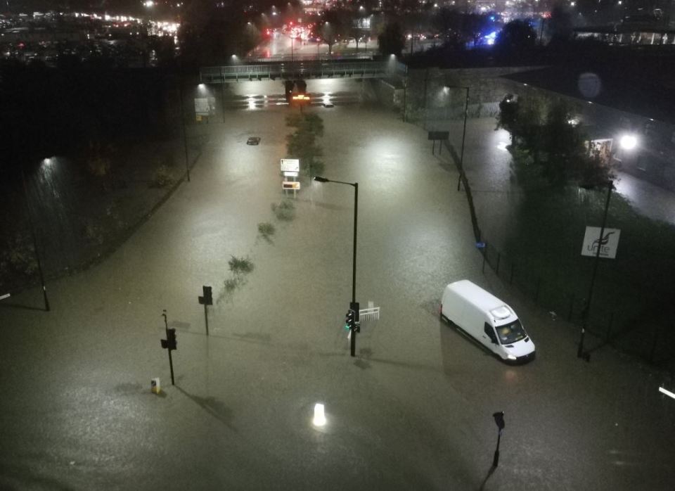  UK flooding: A resident took a photo of the flooded Meadowhall Road in Sheffield