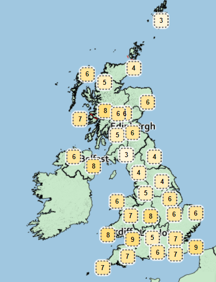  Sunday's 'feels like' temperatures will struggle into the low single figures across the country today