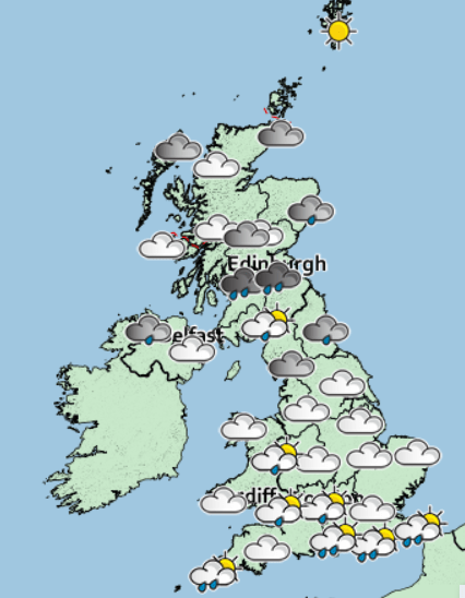  Heavy and persistent rain is forecast across the country this week, as this map for Monday afternoon shows