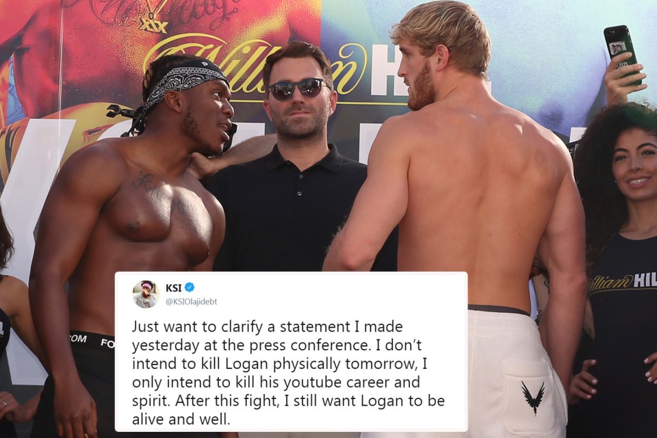 KSI claims he doesn’t actually want to kill Logan Paul