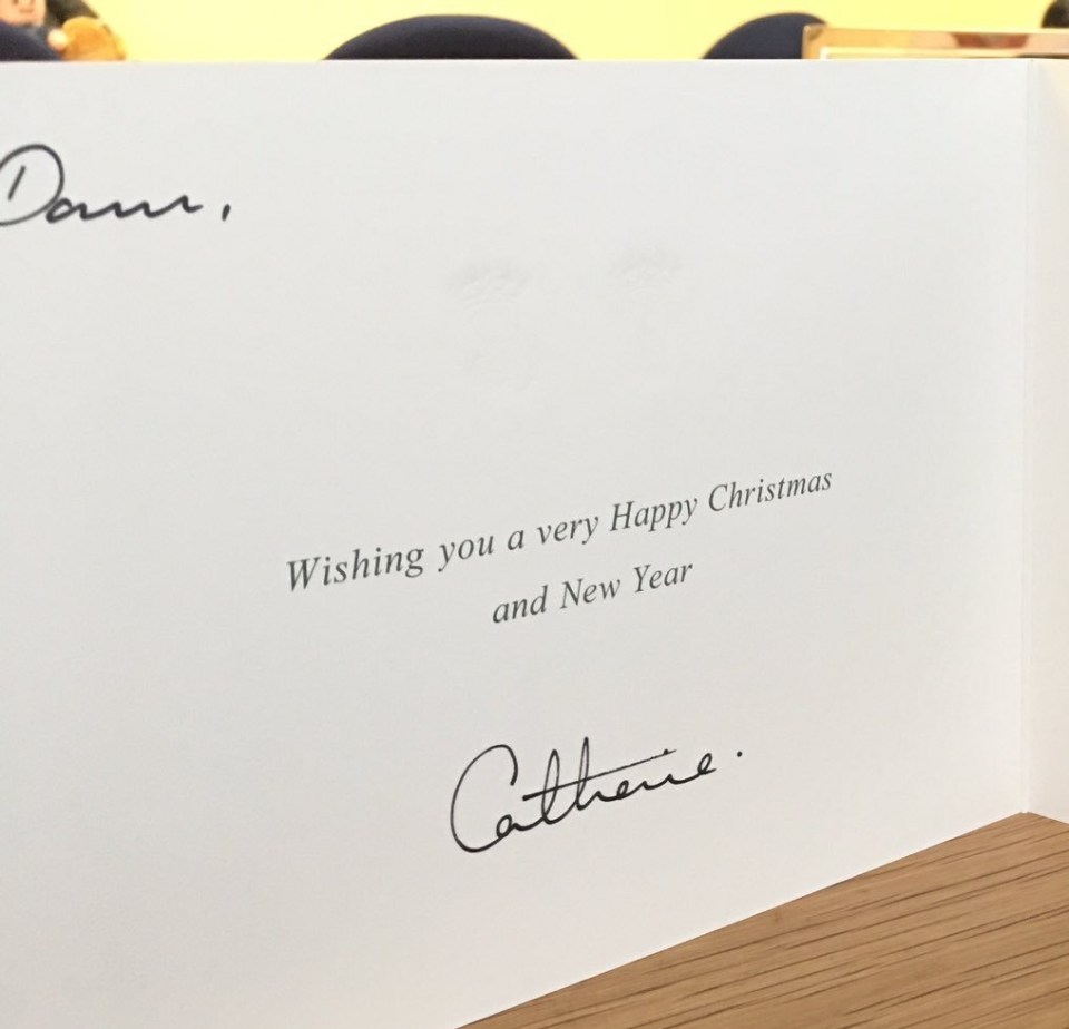 A card was sent from the Duchess of Cambridge to the Air Cadets, as she is one of their patrons