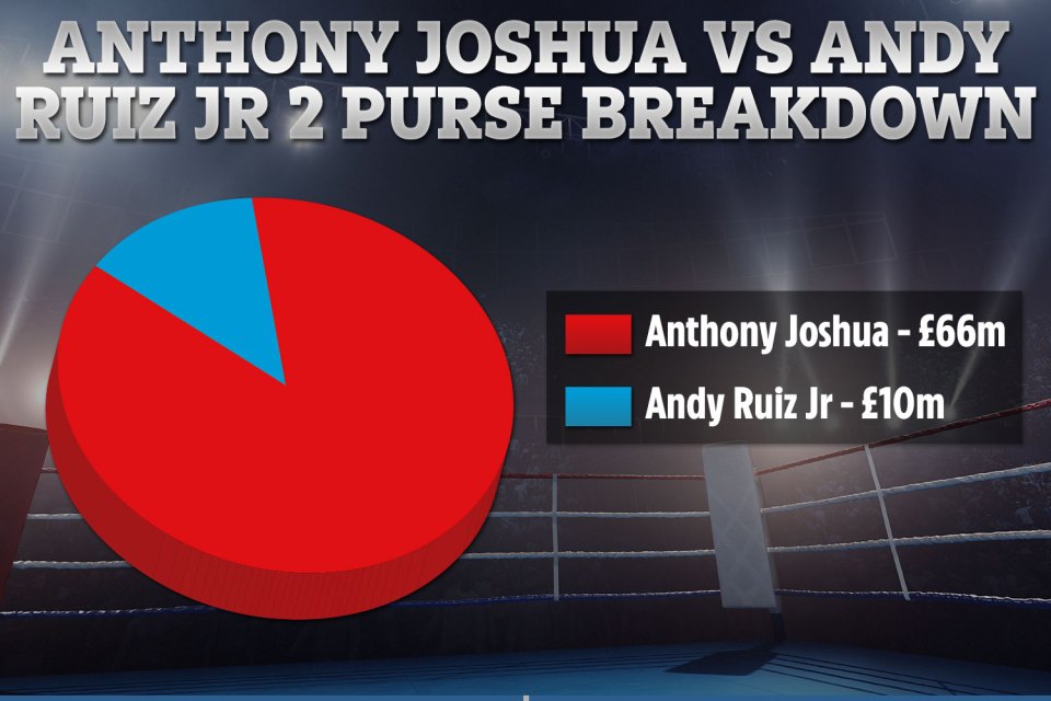  Anthony Joshua will pocket a staggering £66million from his rematch with Andy Ruiz Jr