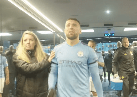  Consolation scorer Otamendi had to be consoled after the whistle