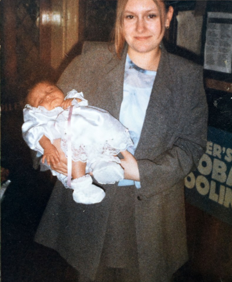  Lucy Lowe holding her baby daughter Tasnim - Lucy died aged just 16 when Tasnim's father set fire to their house in Telford, Shropshire, in 2000